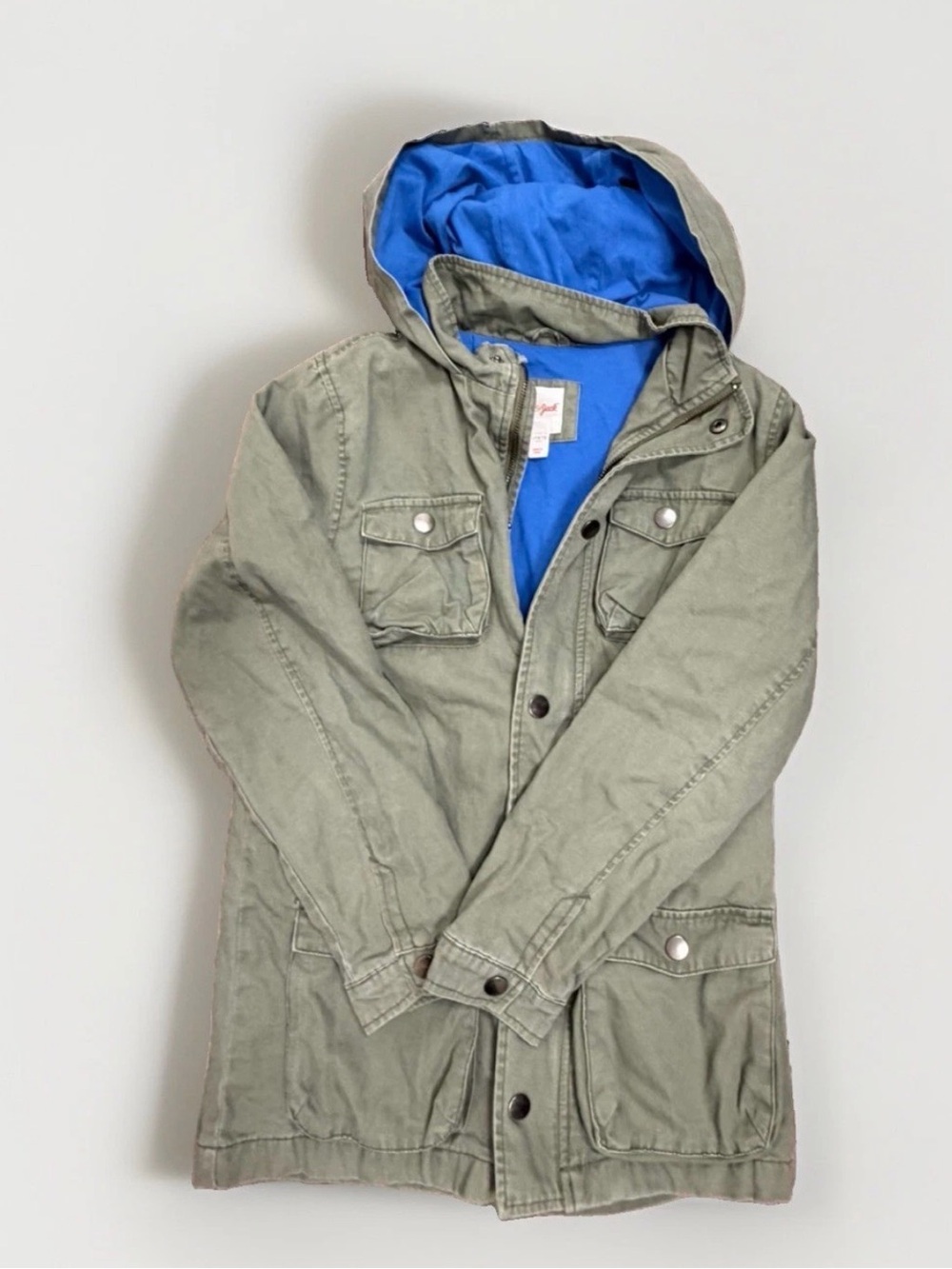 Cat & Jack Olive Green Hooded Jacket with Blue Lining
